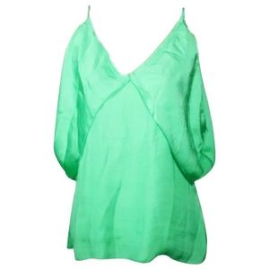 Cloud Sleeve Cami Vanity Room Medium Cold Shoulder Cool Breezy V Necks Green NWT